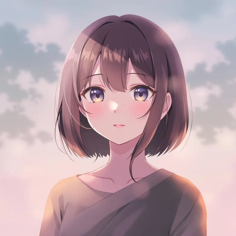 gentle anime avatar portrait with soft shadow blend for social media avatar