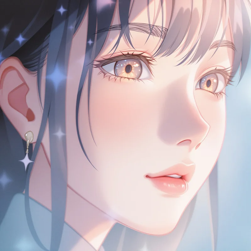 gentle anime avatar portrait with light glow effect for digital profile identity