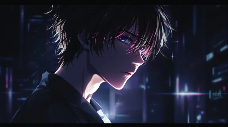 dark anime boy neon profile picture
