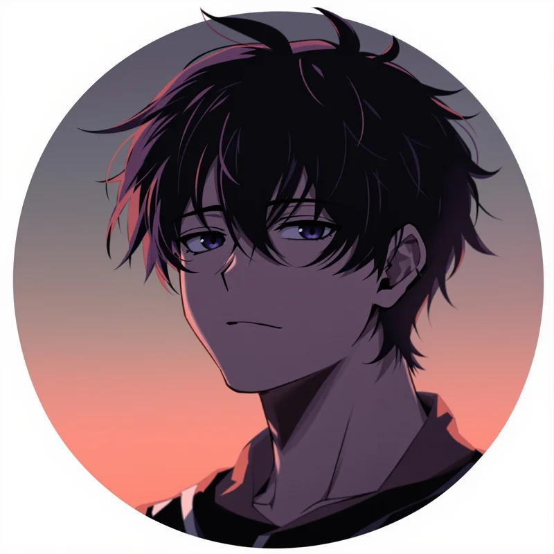 Anime Boy avatar profile image with calm expression