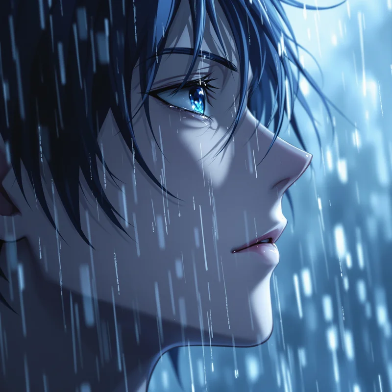 anime boy pfp rain loner mood avatar