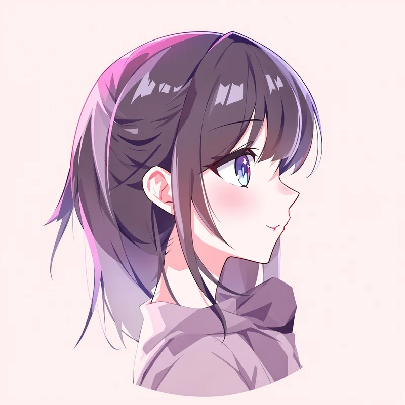 Anime Girl avatar profile image with soft expression