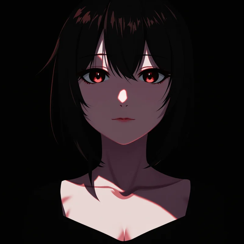 anime girl PFP with calm face and darker dangerous visual energy