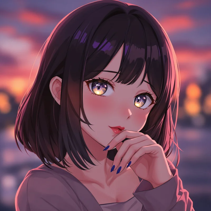 anime profile image with soft blush and centered face clarity
