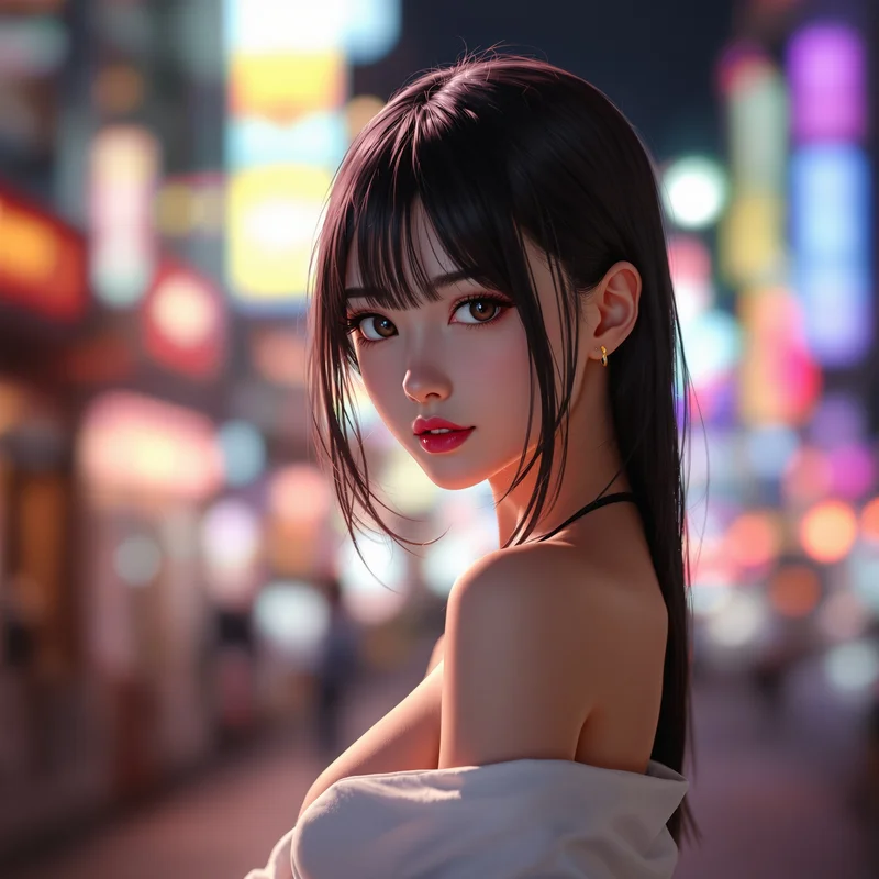 anime profile image soft glow skin neon city night aesthetic