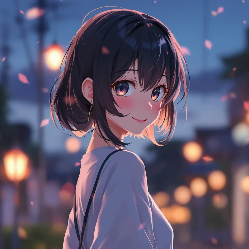 anime avatar portrait subtle sensual style night breeze mood scene
