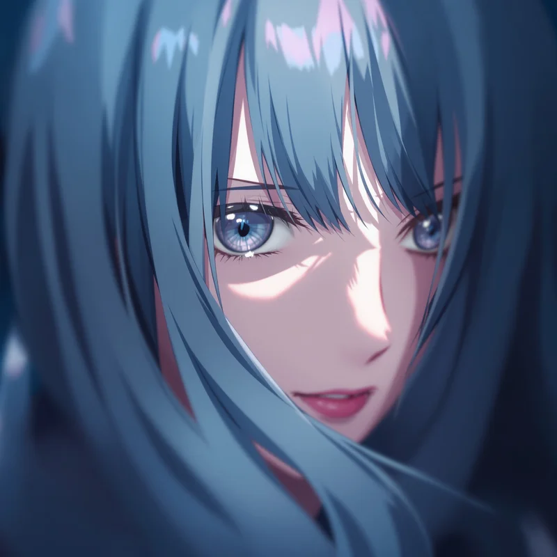 anime girl PFP avatar soft sexy mood quiet room shadow lighting