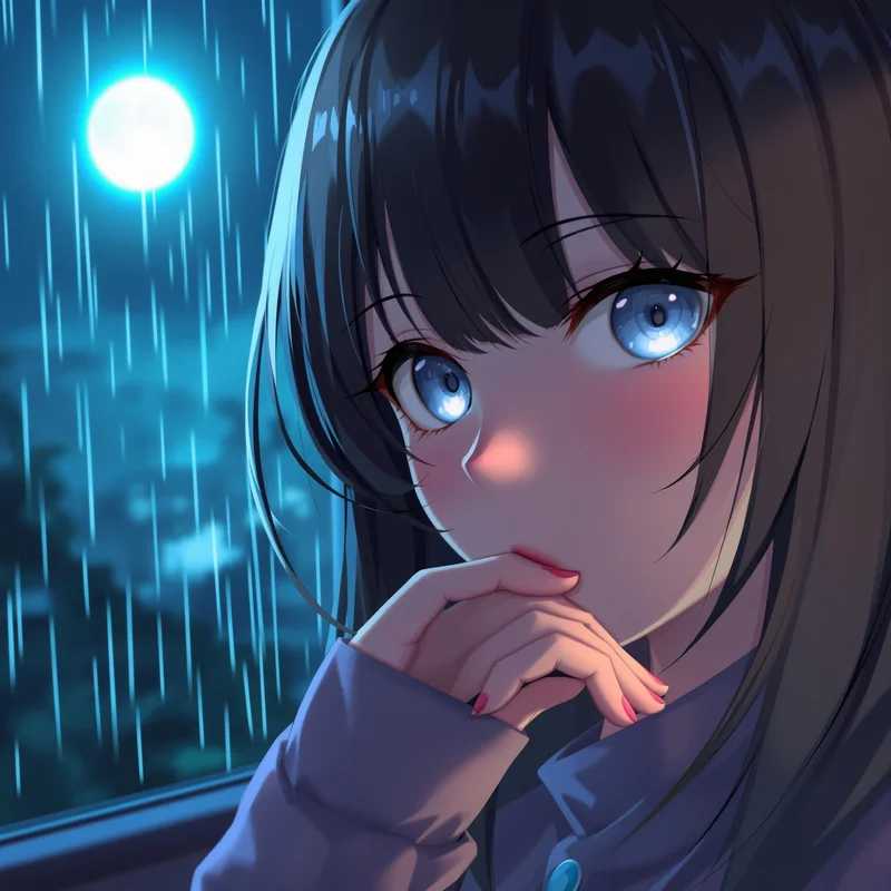 anime profile image with soft blush and centered face clarity
