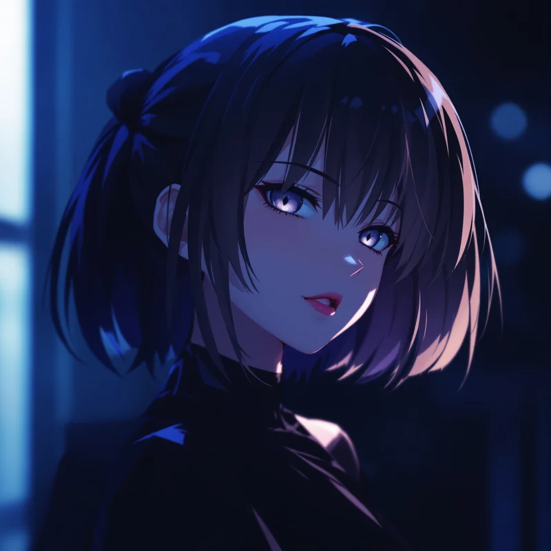 anime avatar portrait subtle sensual style minimal dark aesthetic scene