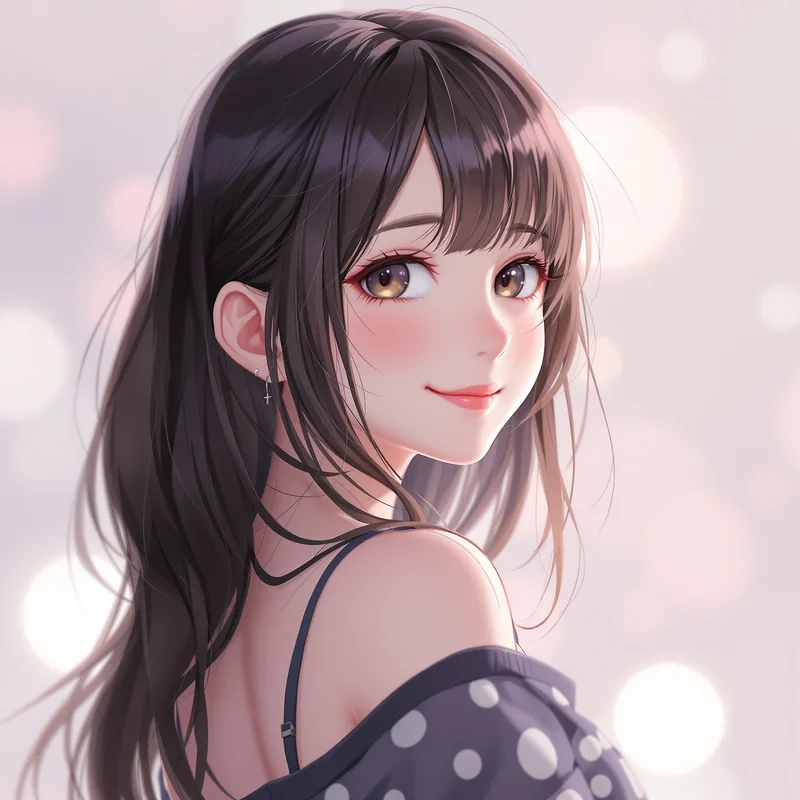 anime avatar portrait subtle sensual style soft pastel glow scene