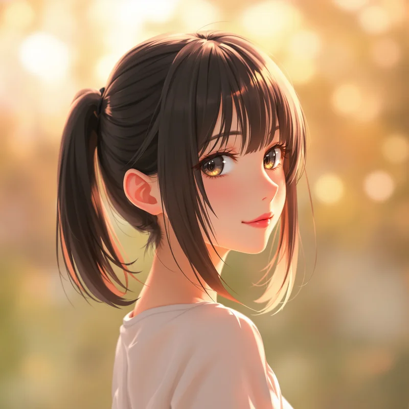 anime avatar portrait subtle sensual style warm glow skin tone scene