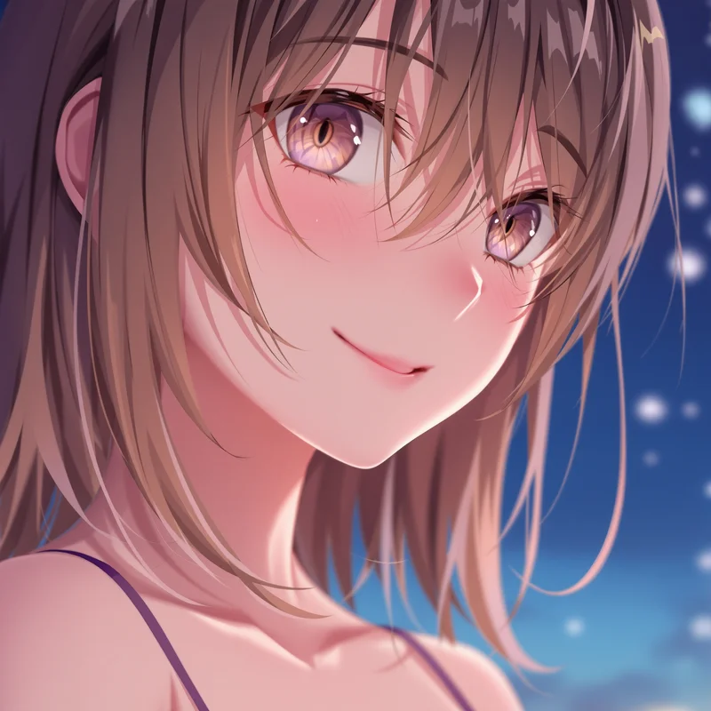 digital identity anime girl avatar intimate midnight blue sky scene