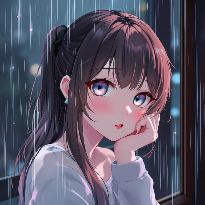 anime profile image with soft blush and centered face clarity