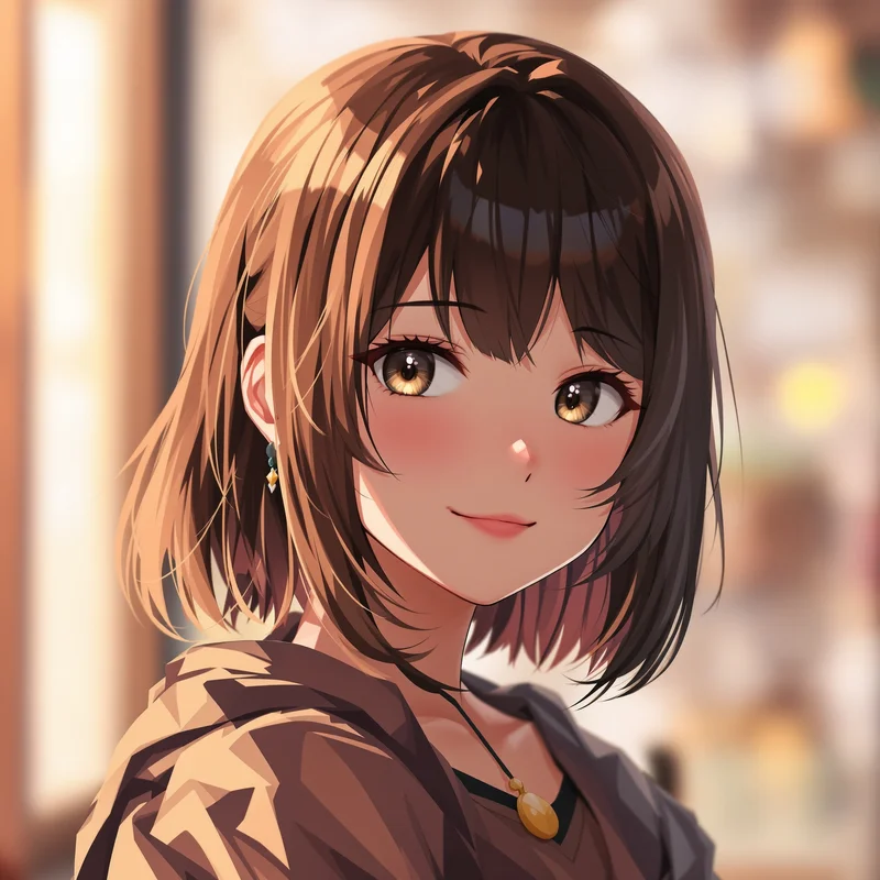 anime girl avatar close-up with subtle smile and strong identity focus