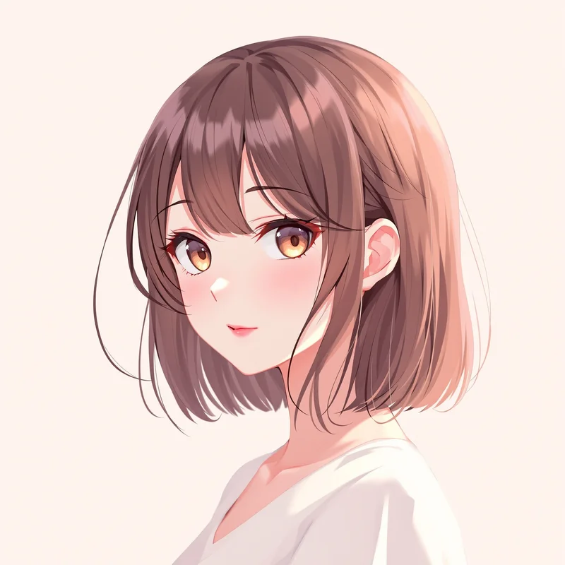anime girl PFP avatar with direct gaze and soft cream color palette