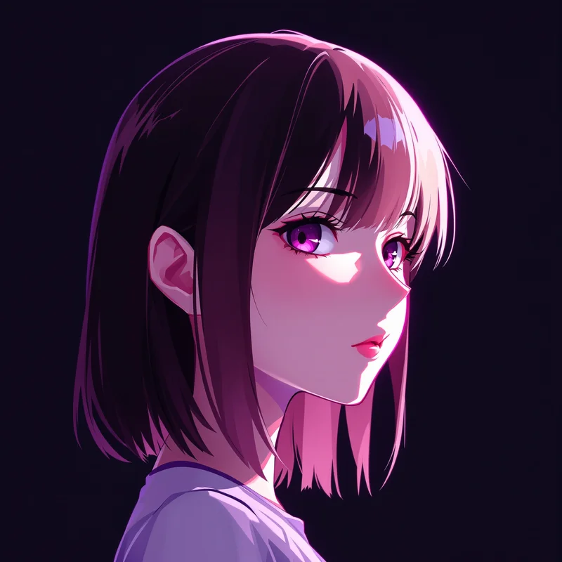 anime girl avatar with quiet pink tension and clean centered framing