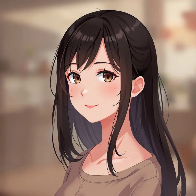 anime girl PFP avatar with quiet smile and sharp facial focus