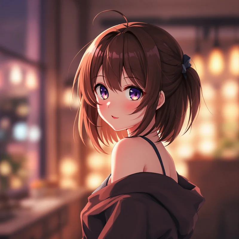 anime girl PFP with over shoulder pose and emotional identity feel