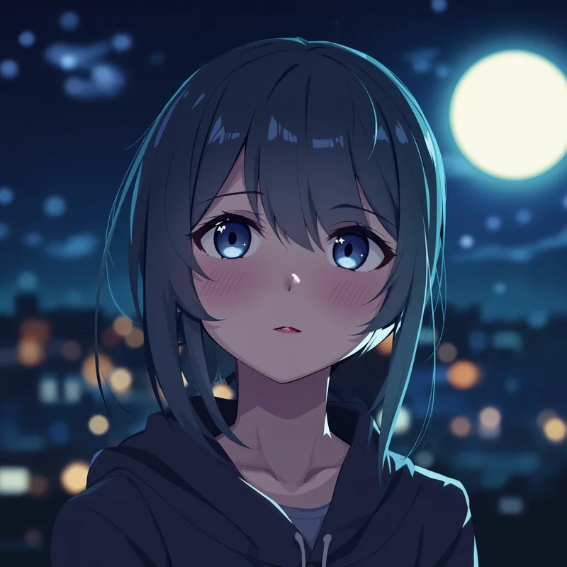 anime girl avatar with neon rim light and close-up crop