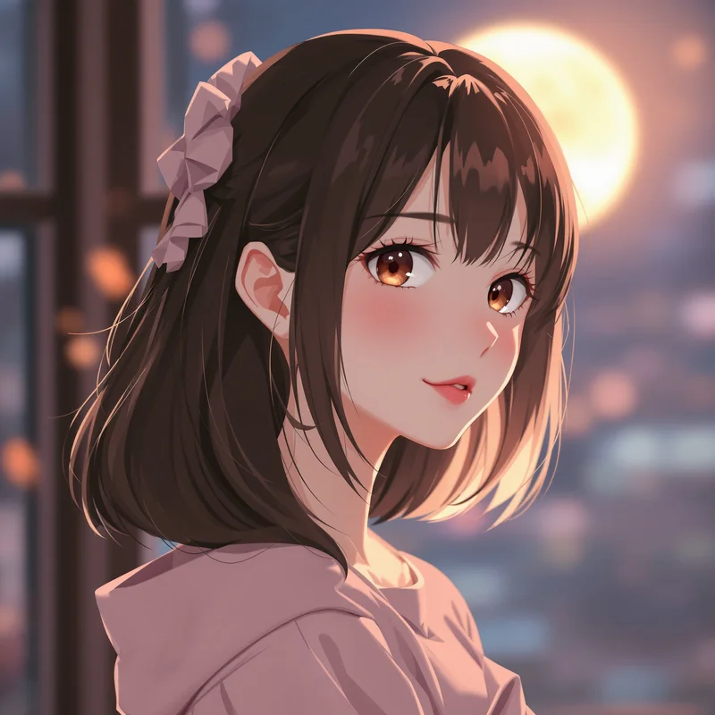 anime girl avatar with neon rim light and close-up crop