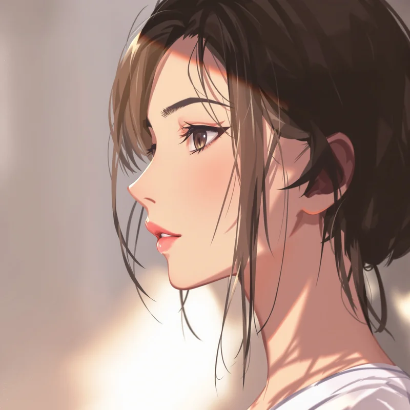 anime girl avatar with subtle attraction and strong shape readability