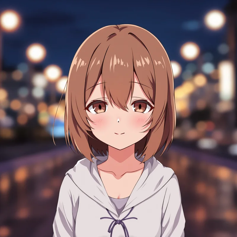 anime girl PFP avatar soft sexy mood night skyline blur lighting