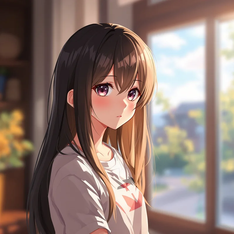 anime avatar portrait with warm window light and clear facial recognition