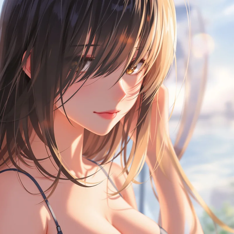 anime girl avatar close up soft lighting dream sky gradient mood