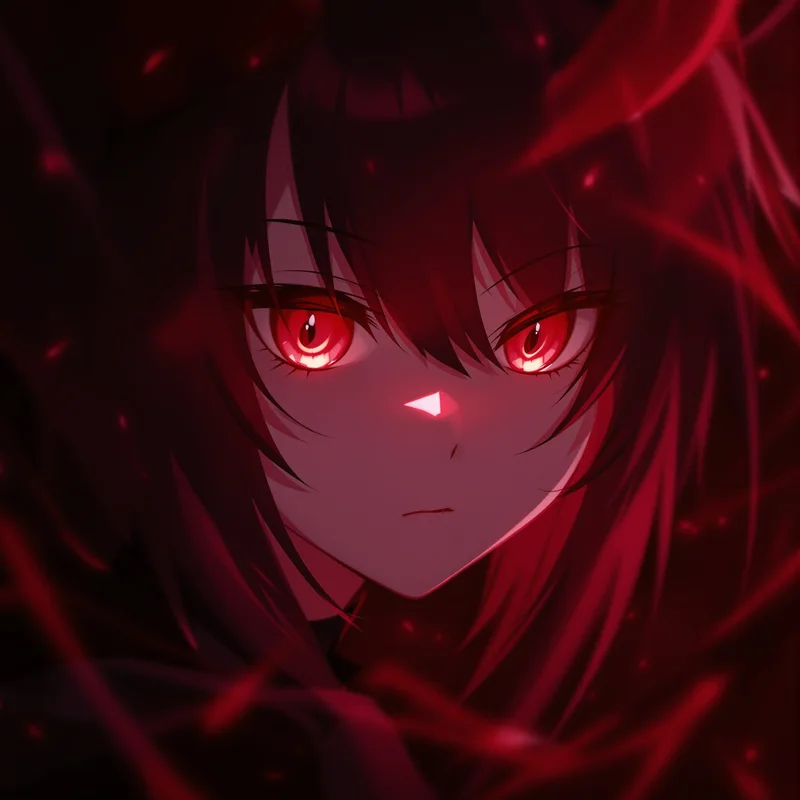 Anime Girl PFP with demon glow aesthetic