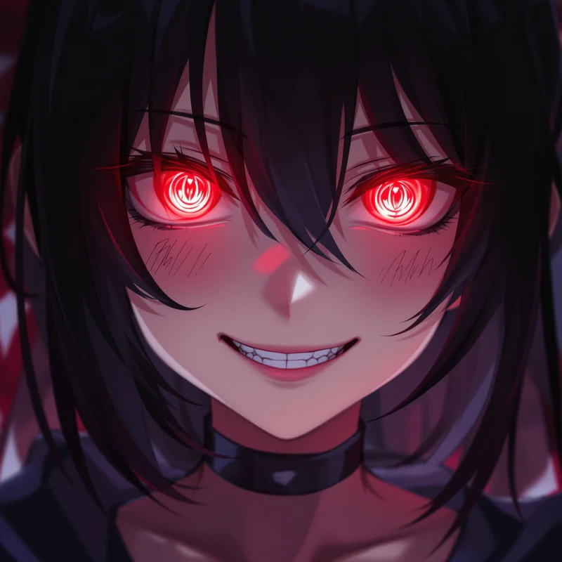 Anime Girl PFP with dangerous smile and dark aura