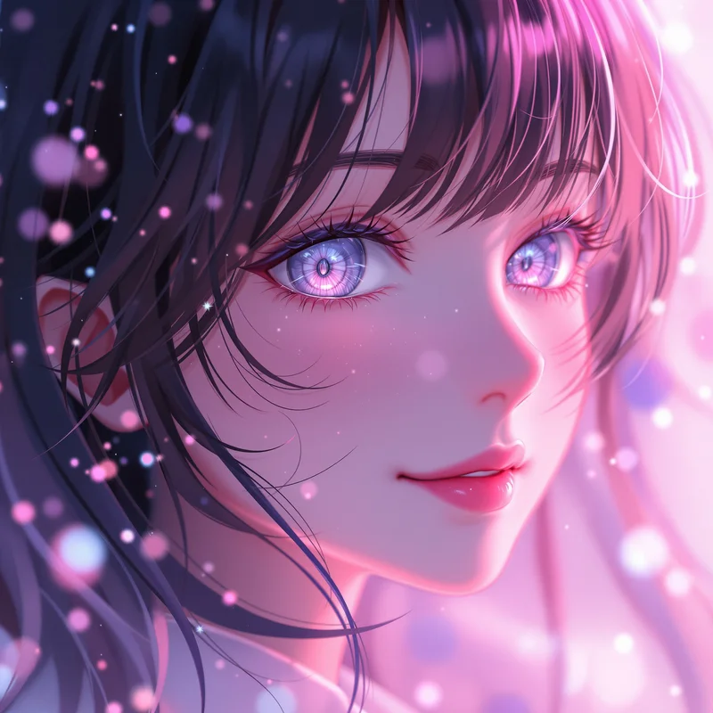 Anime Girl PFP with dreamy pastel glow