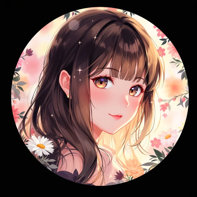 Anime Girl avatar profile image with soft expression