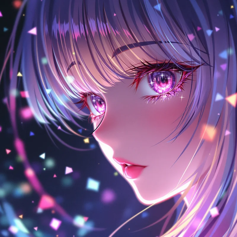 Anime Girl PFP with dreamy glitch aesthetic