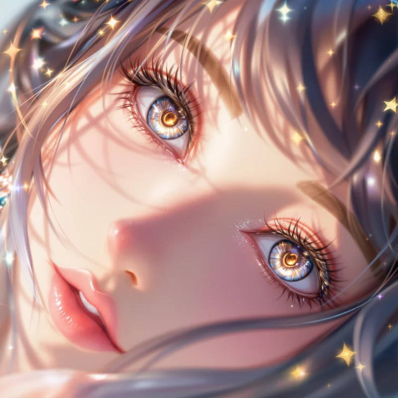 Anime Girl PFP with crystal eyes and luxury lighting