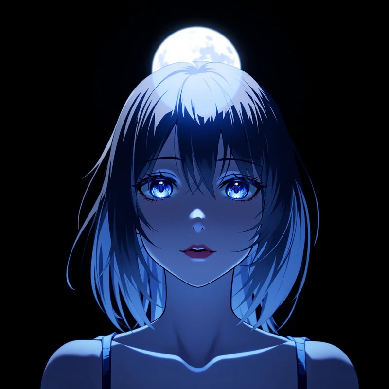 Anime Girl PFP under moonlight lighting