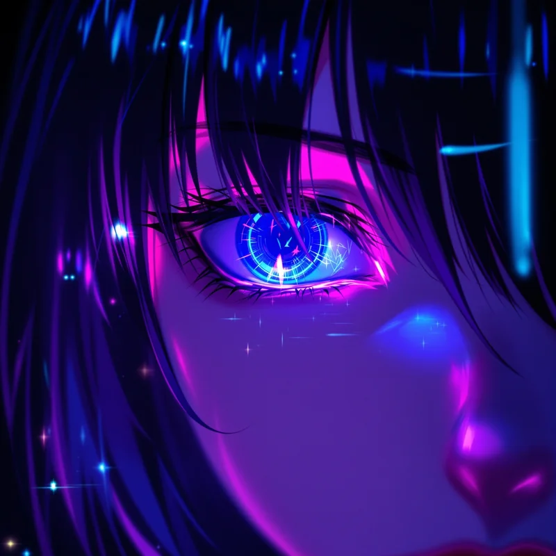Anime Girl PFP with cyber neon eye glow