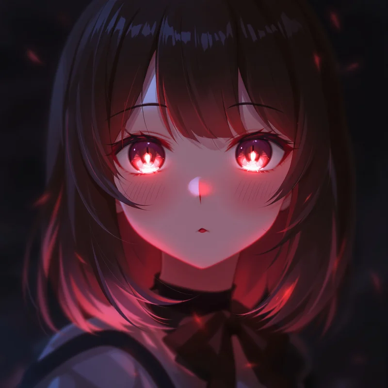 Anime Girl PFP with red aura and soft expression