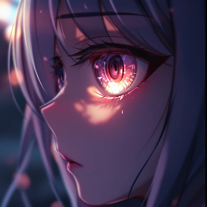 Anime Girl PFP with glowing tears and emotional eyes