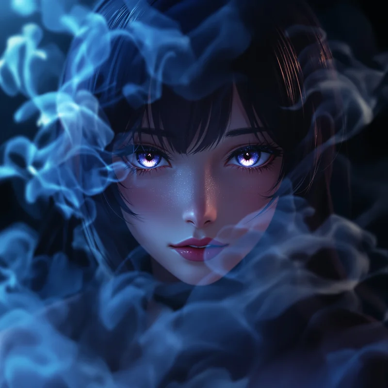 Anime Girl PFP with smoke and glow