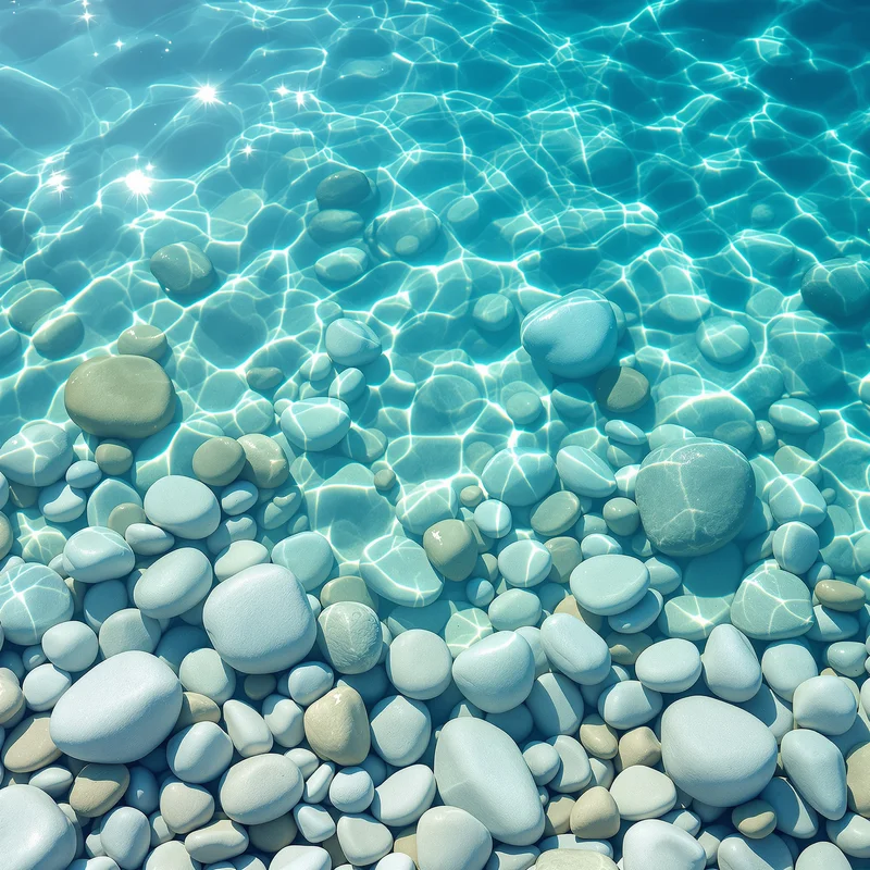 River Pebble Clarity Aqua Aqua Background