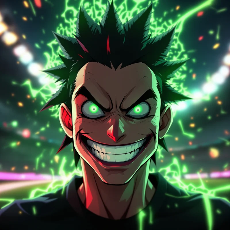 Bachira PFP with a feral grin and striker-instinct avatar energy