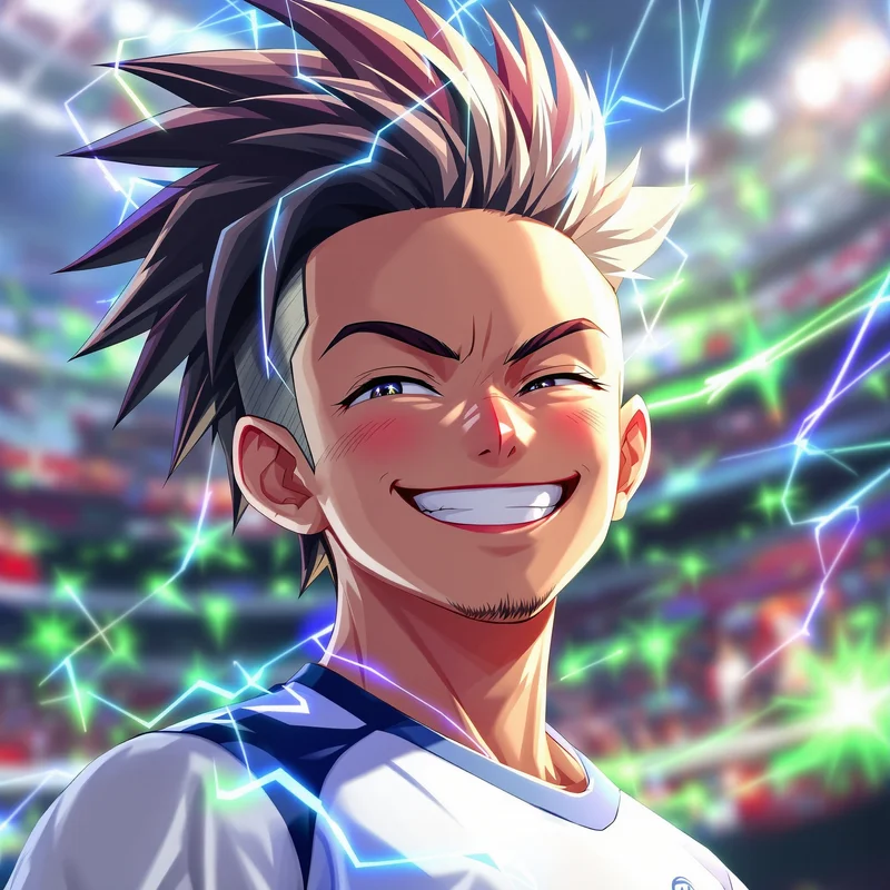 Diagonal-energy Bachira PFP with movement-first anime icon design