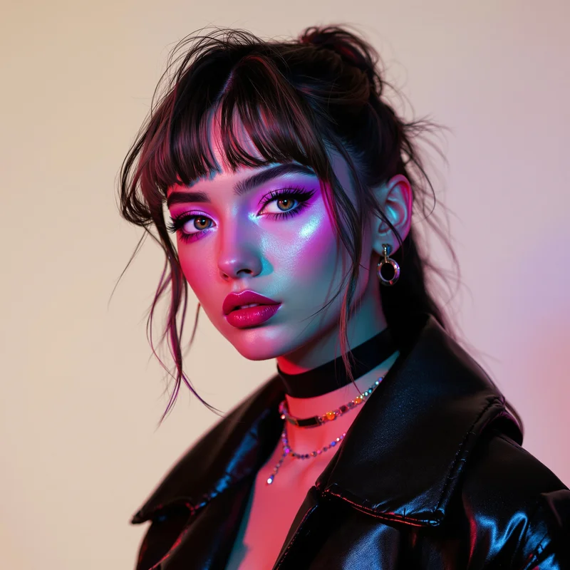 baddie PFP portrait with neon glow for social media avatar
