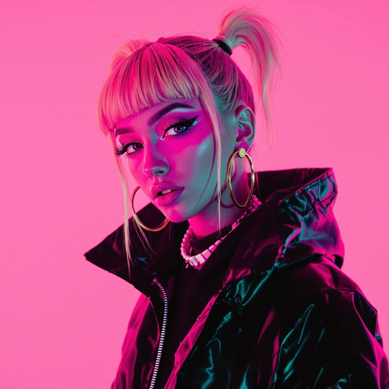 baddie avatar image with neon glow for profile picture use