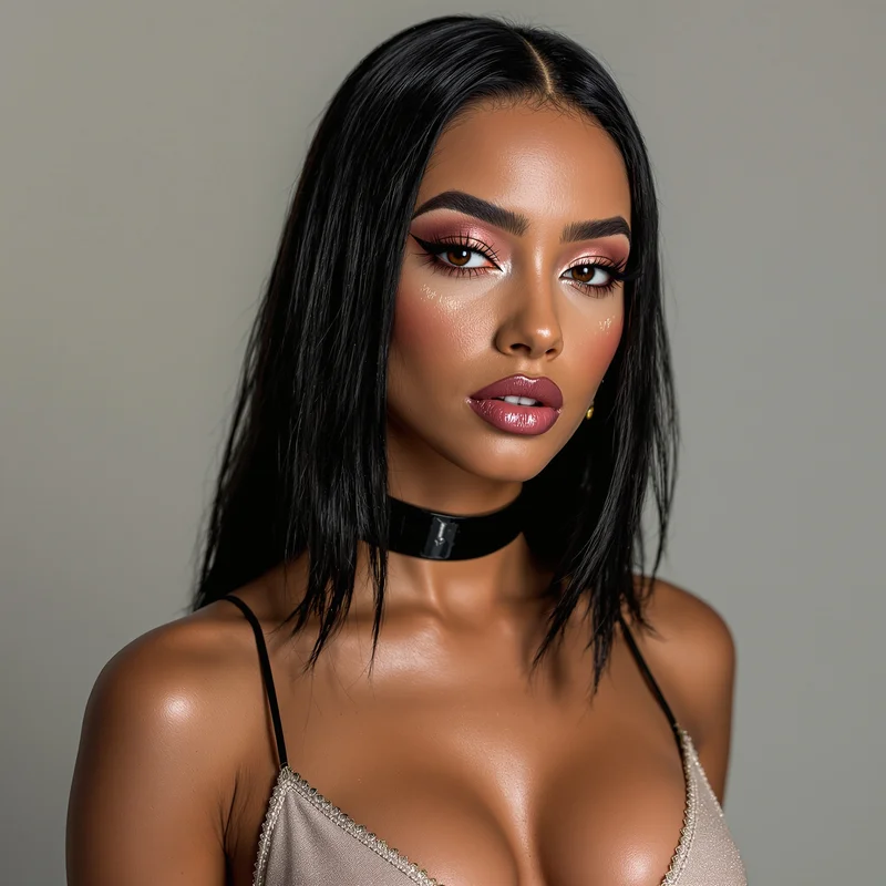 attitude portrait PFP with glossy makeup for social media avatar