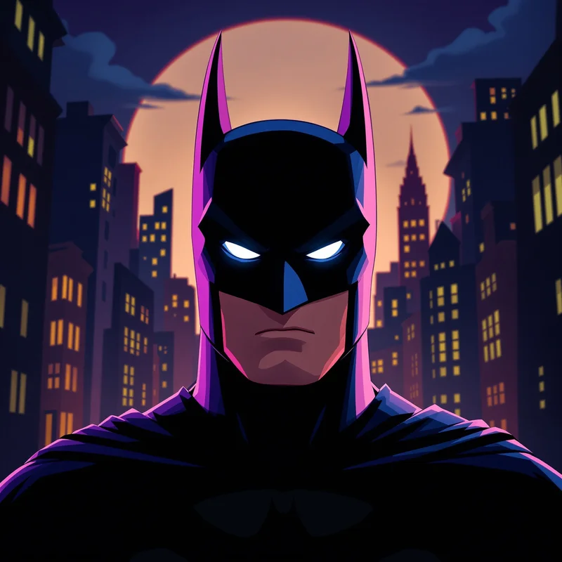 animated batman pfp with retro cartoon gotham aesthetic
