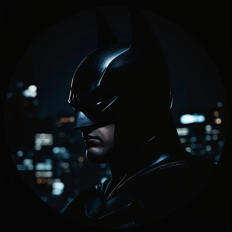 Batman avatar profile image with intense shadow expression