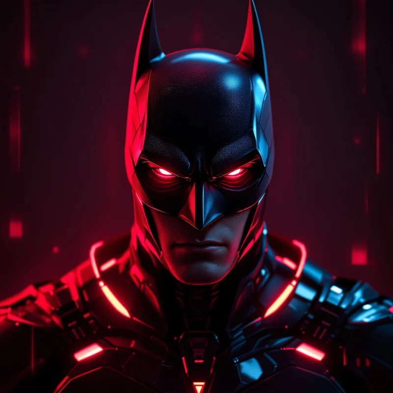 batman beyond neon pfp with futuristic cyber glow