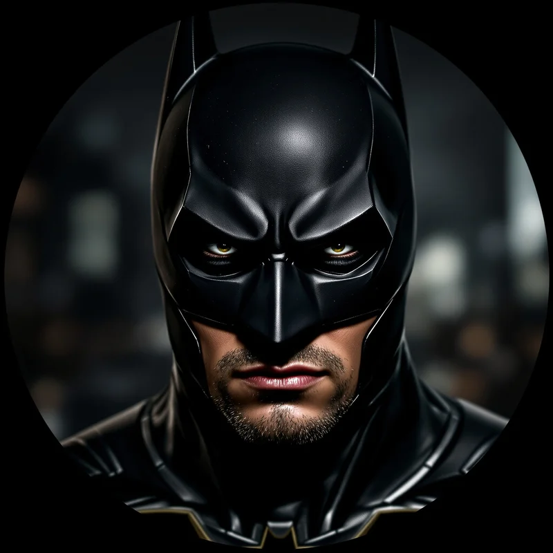Batman avatar profile image with intense shadow expression