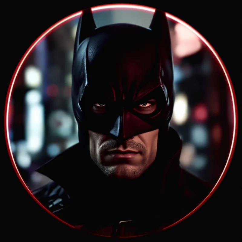 Batman avatar profile image with intense shadow expression